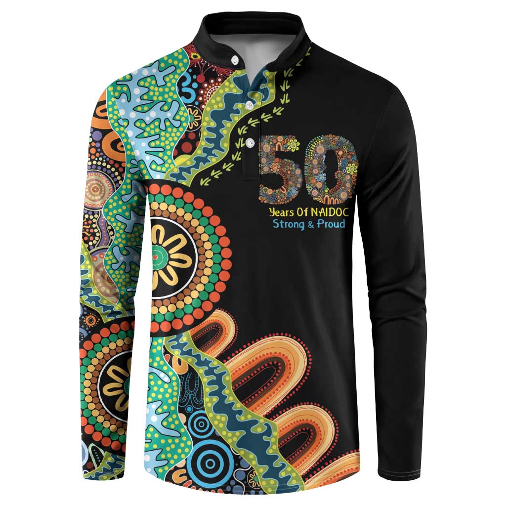 50 Years Of NAIDOC Button Sweatshirt Strong and Proud Aboriginal Dot Painting No3