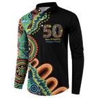 50 Years Of NAIDOC Button Sweatshirt Strong and Proud Aboriginal Dot Painting No3