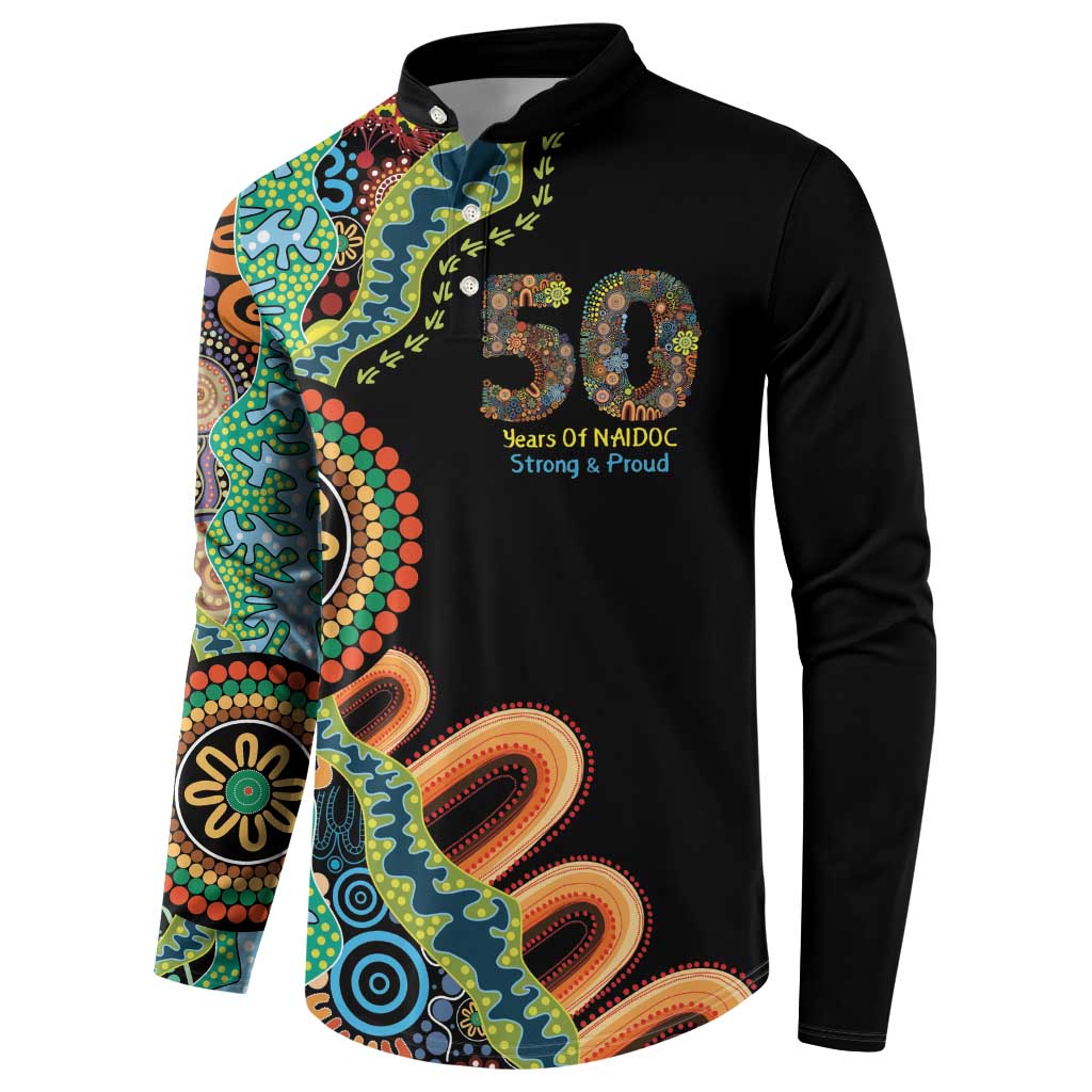 50 Years Of NAIDOC Button Sweatshirt Strong and Proud Aboriginal Dot Painting No3