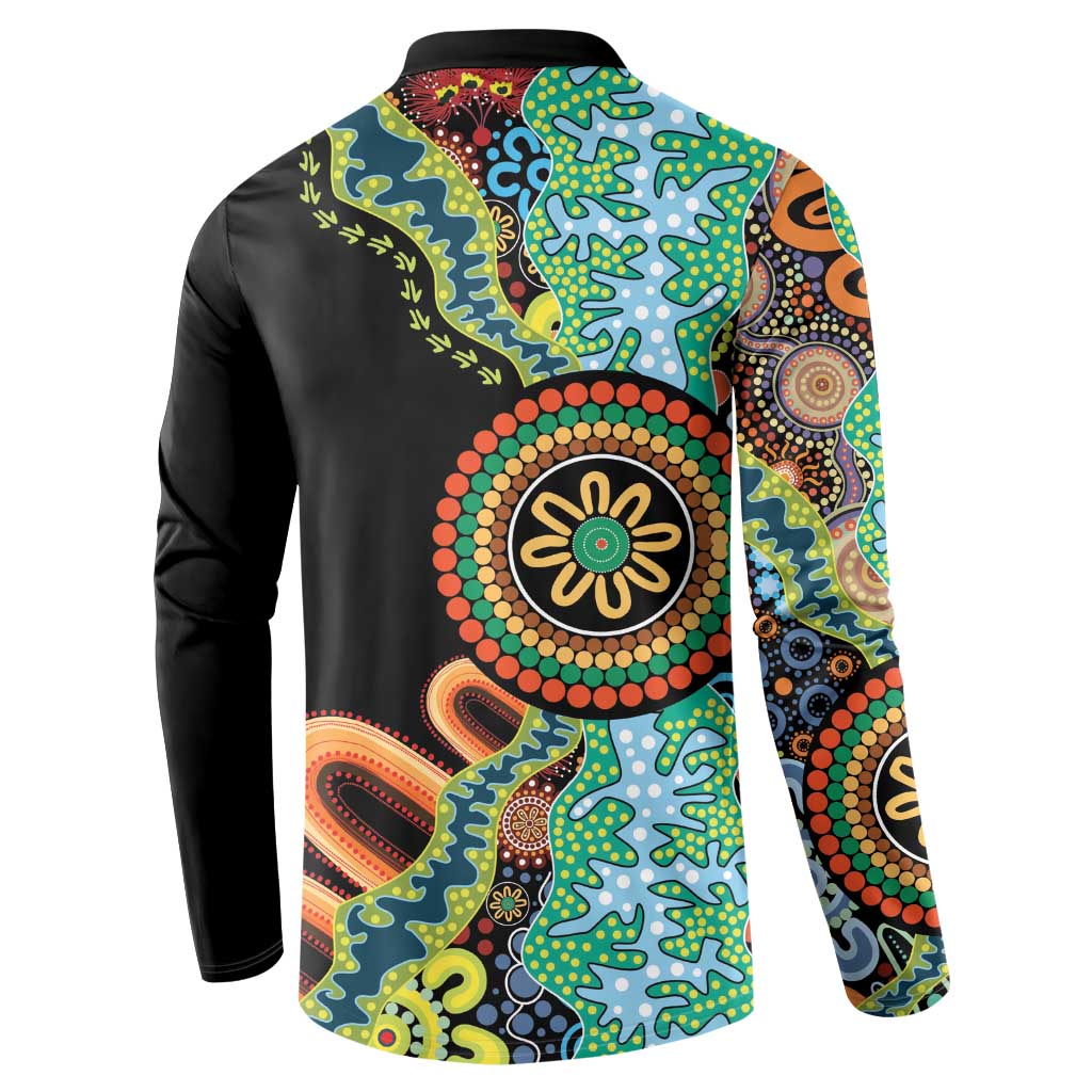 50 Years Of NAIDOC Button Sweatshirt Strong and Proud Aboriginal Dot Painting No3