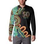 50 Years Of NAIDOC Button Sweatshirt Strong and Proud Aboriginal Dot Painting No3