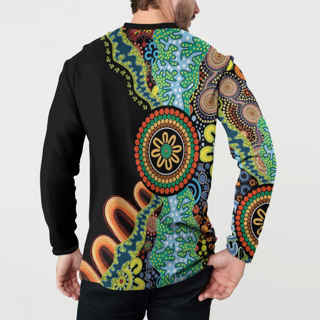 50 Years Of NAIDOC Button Sweatshirt Strong and Proud Aboriginal Dot Painting No3