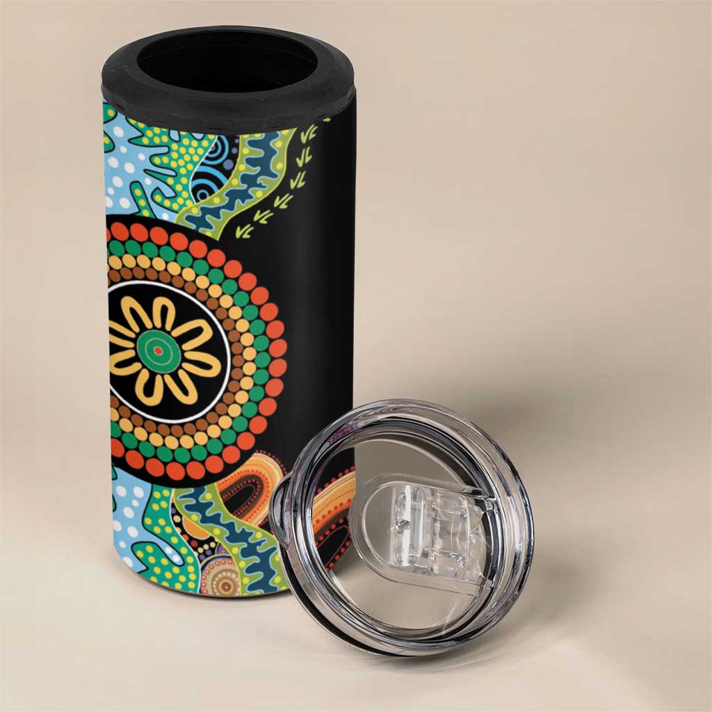 50 Years Of NAIDOC 4 in 1 Can Cooler Tumbler Strong and Proud Aboriginal Dot Painting No3
