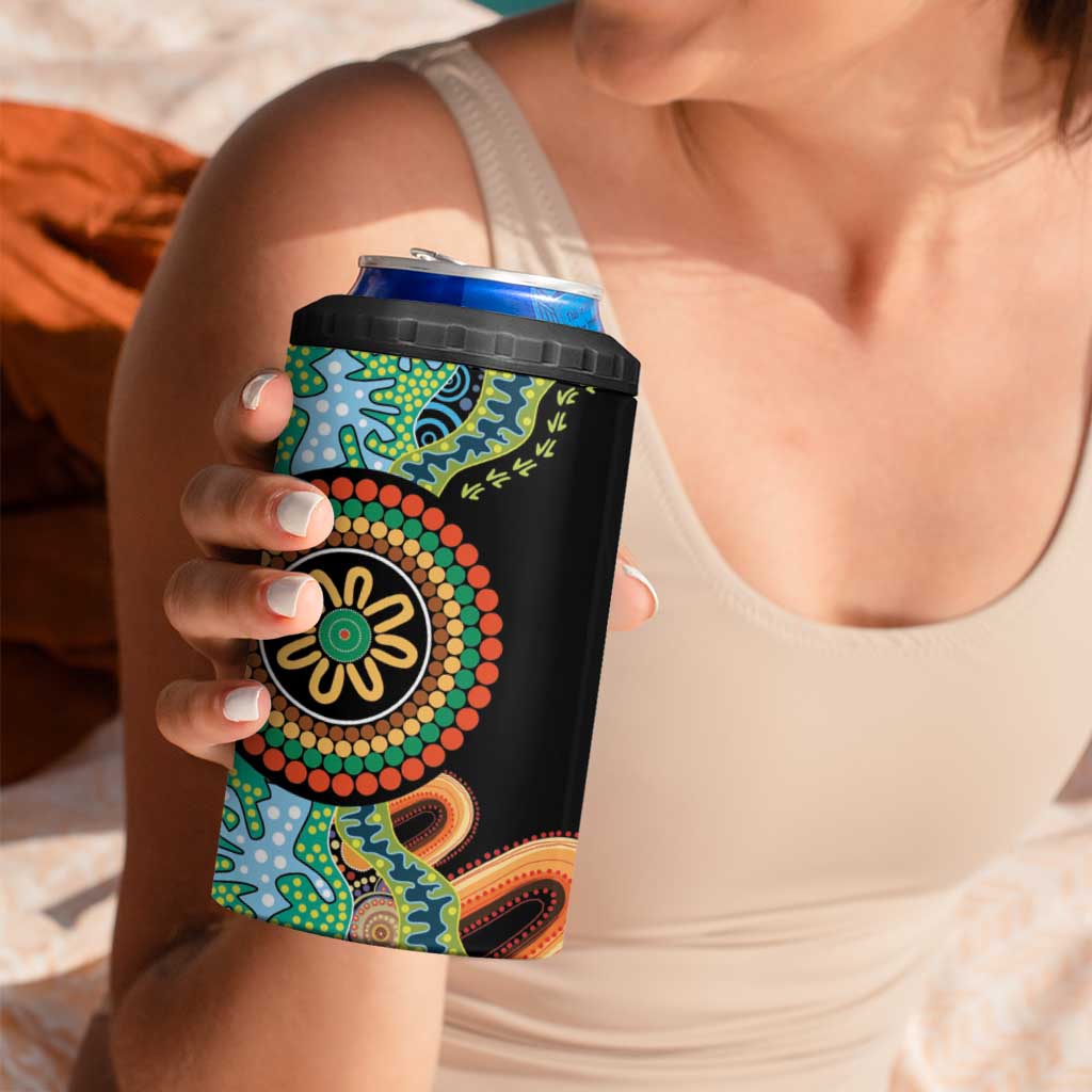 50 Years Of NAIDOC 4 in 1 Can Cooler Tumbler Strong and Proud Aboriginal Dot Painting No3