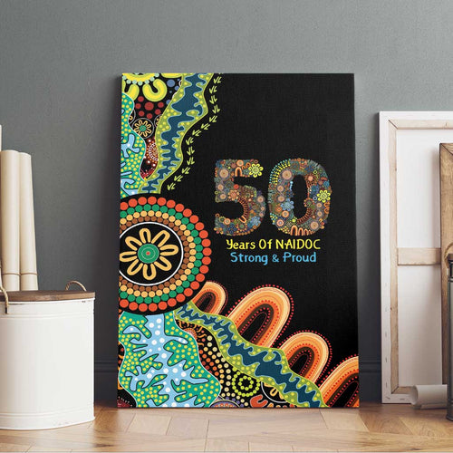 50 Years Of NAIDOC Canvas Wall Art Strong and Proud Aboriginal Dot Painting No3
