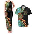 50 Years Of NAIDOC Couples Matching Tank Maxi Dress and Hawaiian Shirt Strong and Proud Aboriginal Dot Painting No3