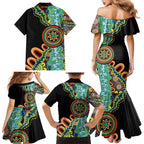 50 Years Of NAIDOC Family Matching Mermaid Dress and Hawaiian Shirt Strong and Proud Aboriginal Dot Painting No3