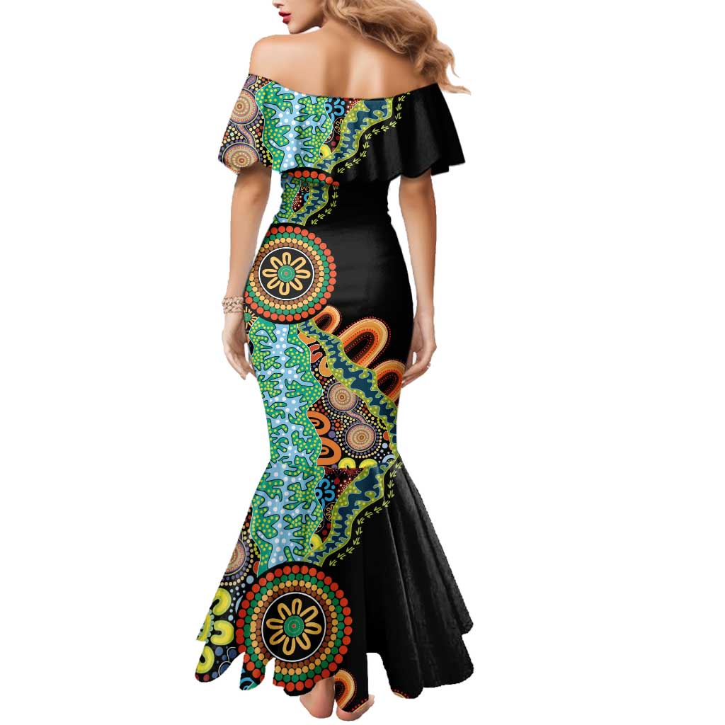 50 Years Of NAIDOC Family Matching Mermaid Dress and Hawaiian Shirt Strong and Proud Aboriginal Dot Painting No3