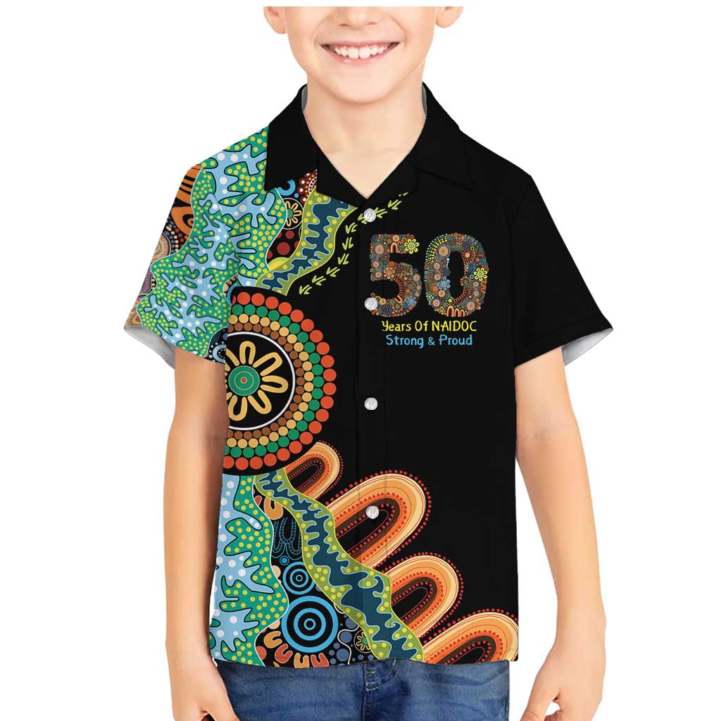 50 Years Of NAIDOC Family Matching Mermaid Dress and Hawaiian Shirt Strong and Proud Aboriginal Dot Painting No3