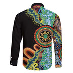 50 Years Of NAIDOC Family Matching Off The Shoulder Long Sleeve Dress and Hawaiian Shirt Strong and Proud Aboriginal Dot Painting No3