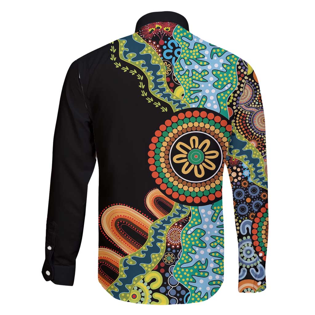 50 Years Of NAIDOC Family Matching Off Shoulder Maxi Dress and Hawaiian Shirt Strong and Proud Aboriginal Dot Painting No3