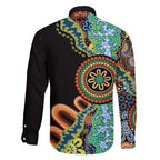 50 Years Of NAIDOC Family Matching Off Shoulder Short Dress and Hawaiian Shirt Strong and Proud Aboriginal Dot Painting No3
