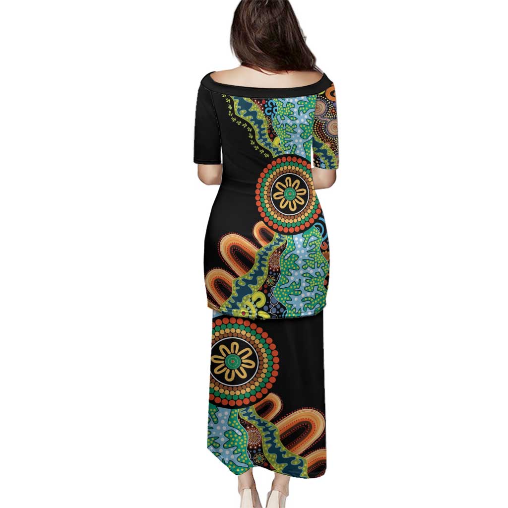 50 Years Of NAIDOC Family Matching Puletasi and Hawaiian Shirt Strong and Proud Aboriginal Dot Painting No3