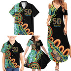 50 Years Of NAIDOC Family Matching Summer Maxi Dress and Hawaiian Shirt Strong and Proud Aboriginal Dot Painting No3