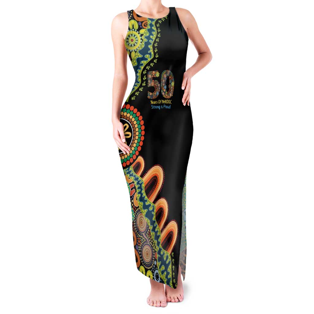 50 Years Of NAIDOC Family Matching Tank Maxi Dress and Hawaiian Shirt Strong and Proud Aboriginal Dot Painting No3