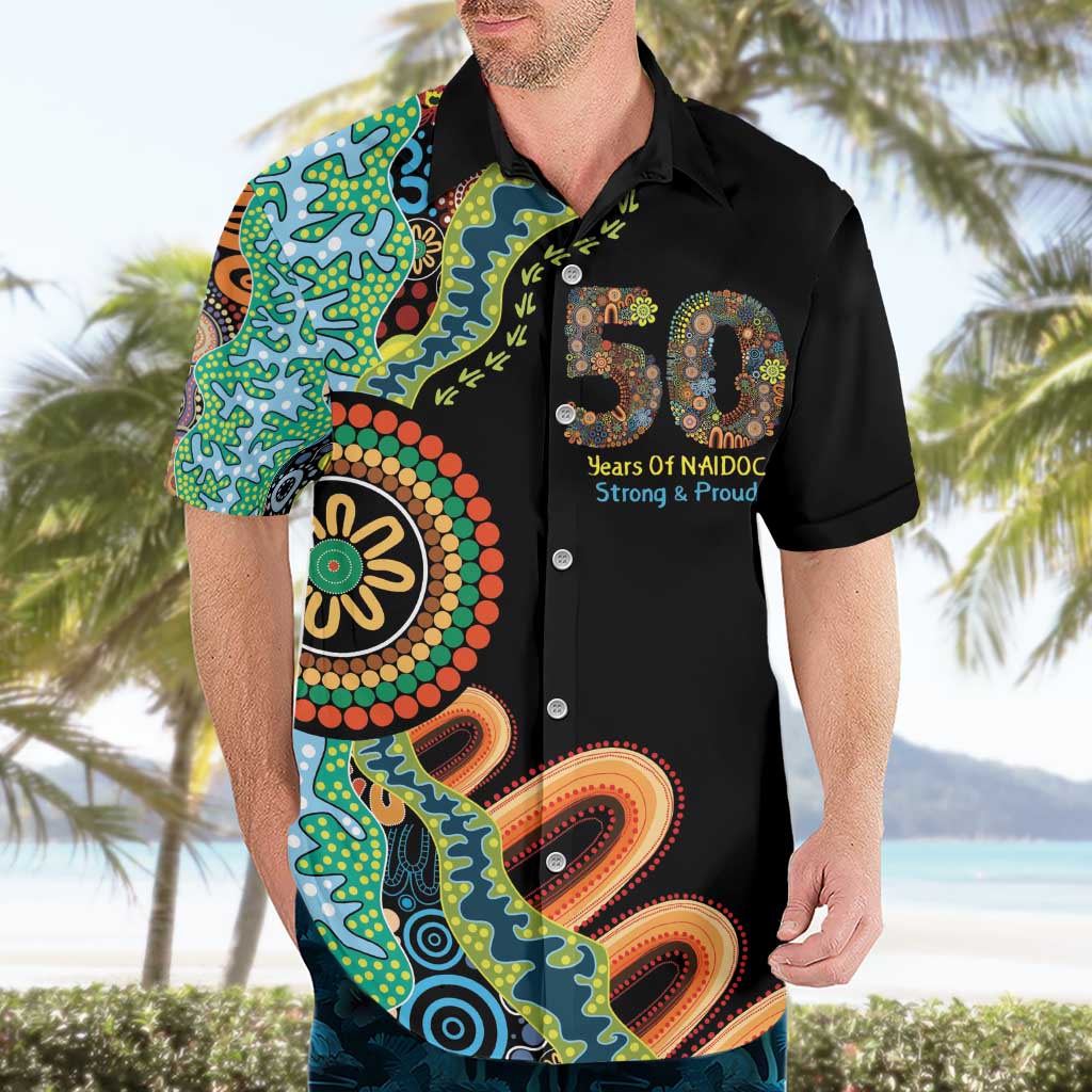50 Years Of NAIDOC Hawaiian Shirt Strong and Proud Aboriginal Dot Painting No3