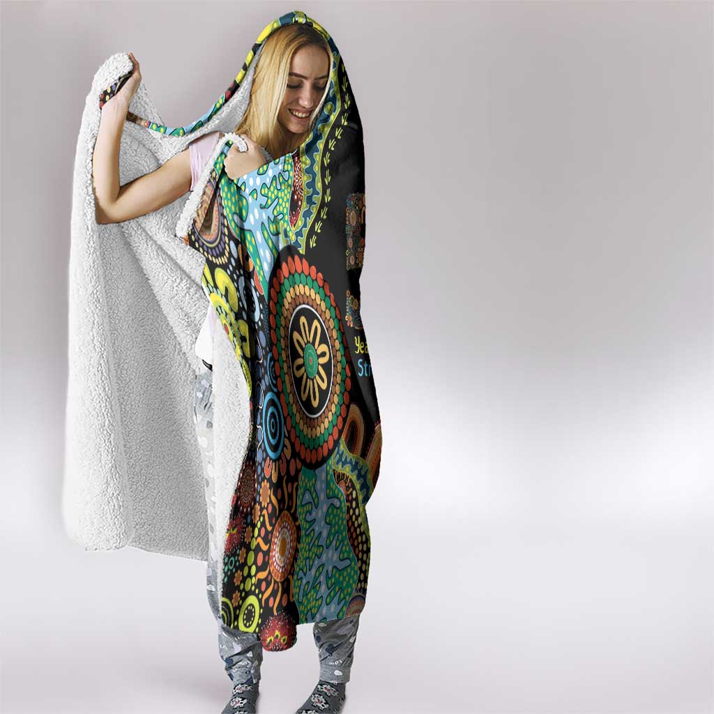 50 Years Of NAIDOC Hooded Blanket Strong and Proud Aboriginal Dot Painting No3