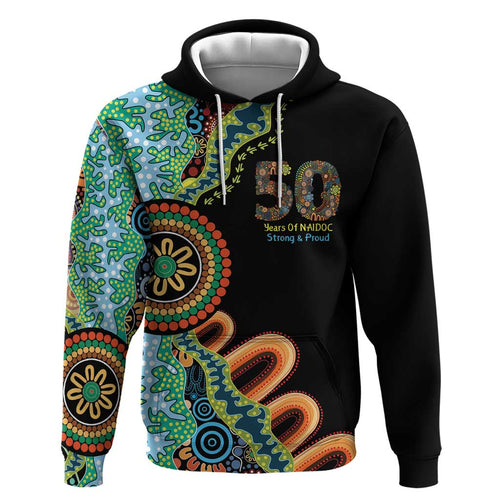 50 Years Of NAIDOC Hoodie Strong and Proud Aboriginal Dot Painting No3