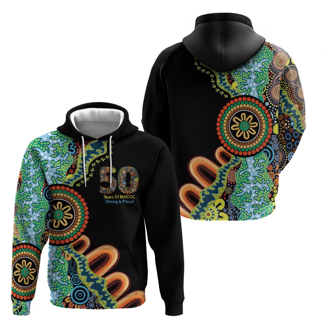 50 Years Of NAIDOC Hoodie Strong and Proud Aboriginal Dot Painting No3