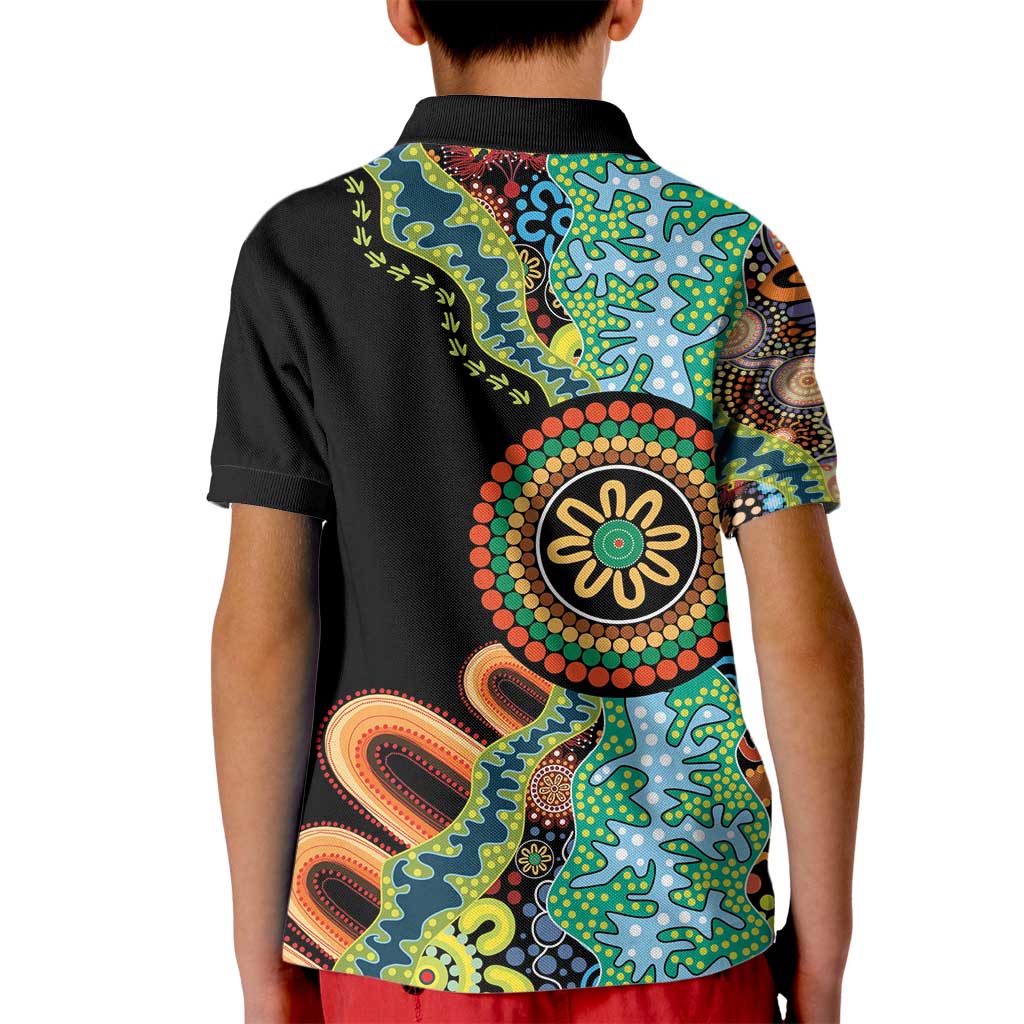 50 Years Of NAIDOC Kid Polo Shirt Strong and Proud Aboriginal Dot Painting No3