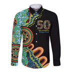 50 Years Of NAIDOC Long Sleeve Button Shirt Strong and Proud Aboriginal Dot Painting No3