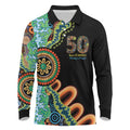 50 Years Of NAIDOC Long Sleeve Polo Shirt Strong and Proud Aboriginal Dot Painting No3