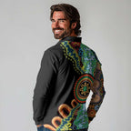 50 Years Of NAIDOC Long Sleeve Polo Shirt Strong and Proud Aboriginal Dot Painting No3