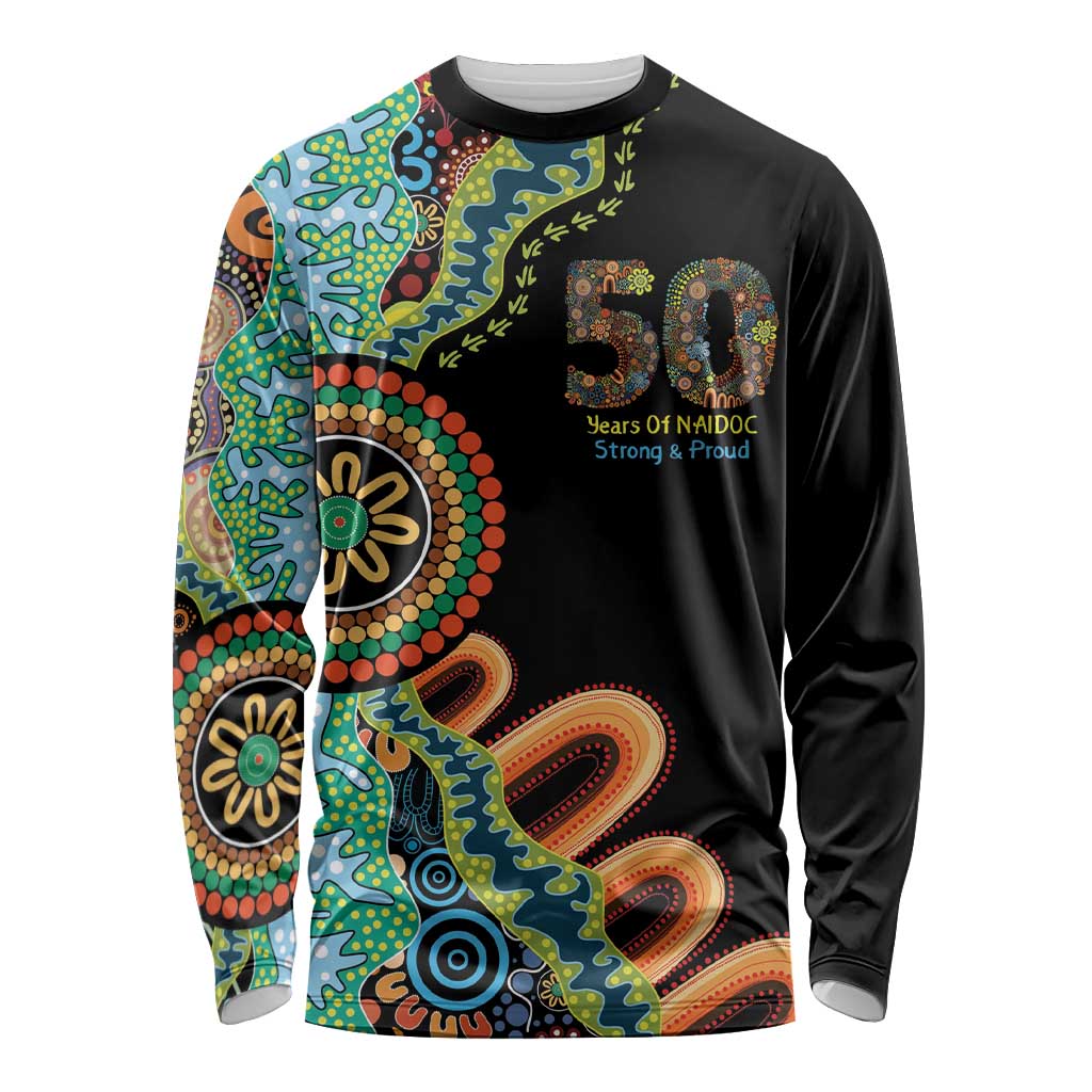 50 Years Of NAIDOC Long Sleeve Shirt Strong and Proud Aboriginal Dot Painting No3