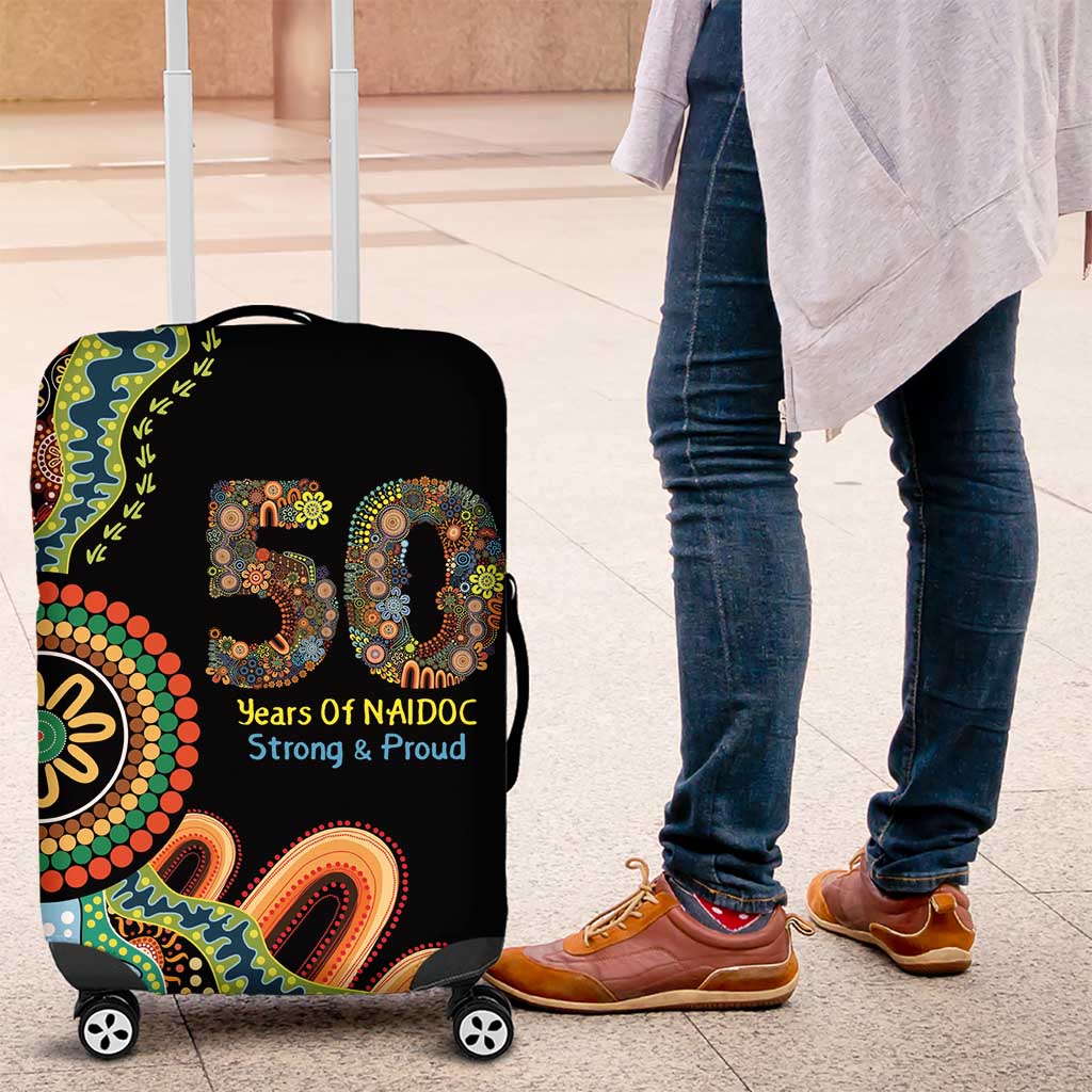 50 Years Of NAIDOC Luggage Cover Strong and Proud Aboriginal Dot Painting No3