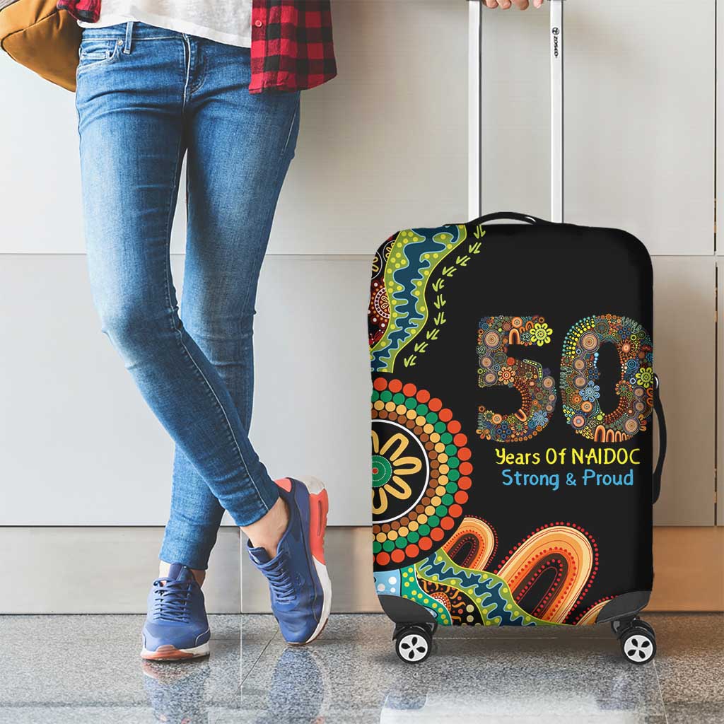 50 Years Of NAIDOC Luggage Cover Strong and Proud Aboriginal Dot Painting No3