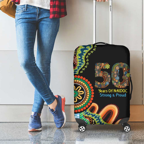 50 Years Of NAIDOC Luggage Cover Strong and Proud Aboriginal Dot Painting No3
