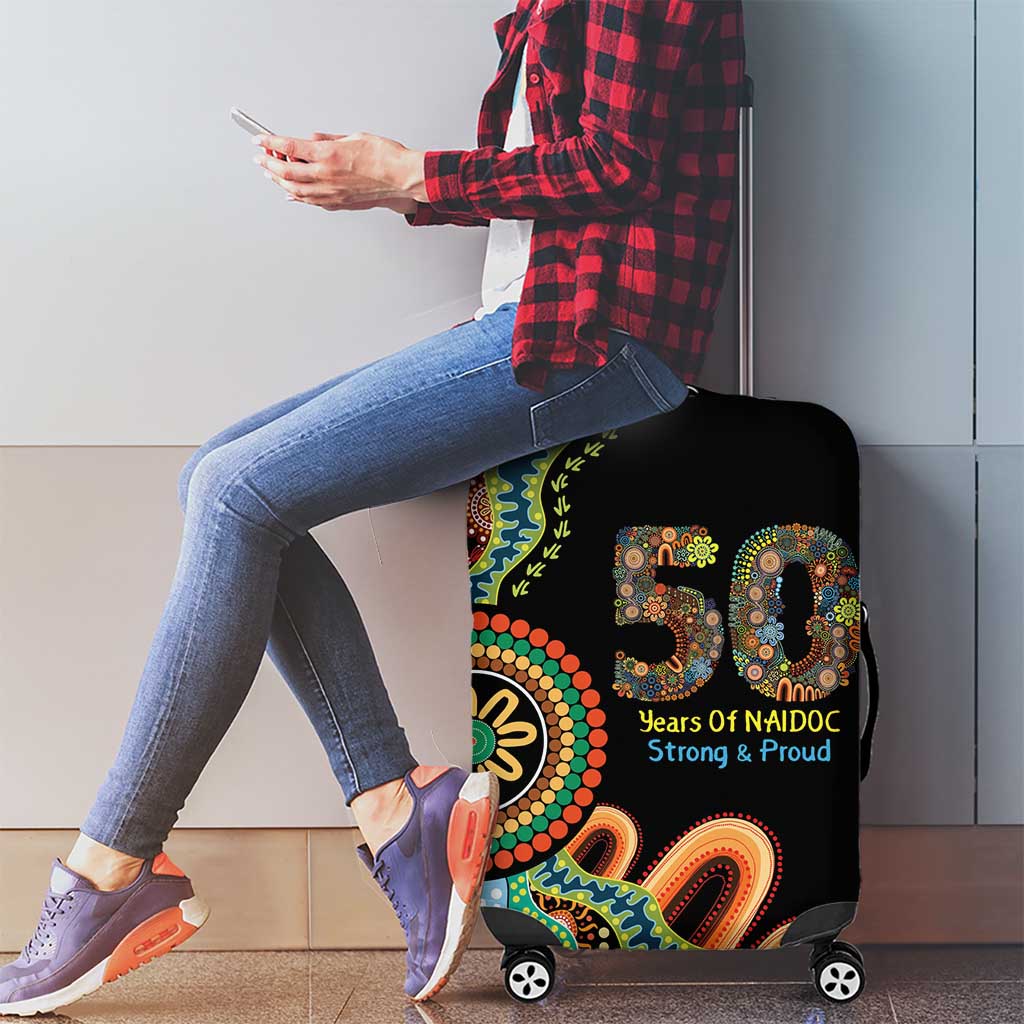 50 Years Of NAIDOC Luggage Cover Strong and Proud Aboriginal Dot Painting No3
