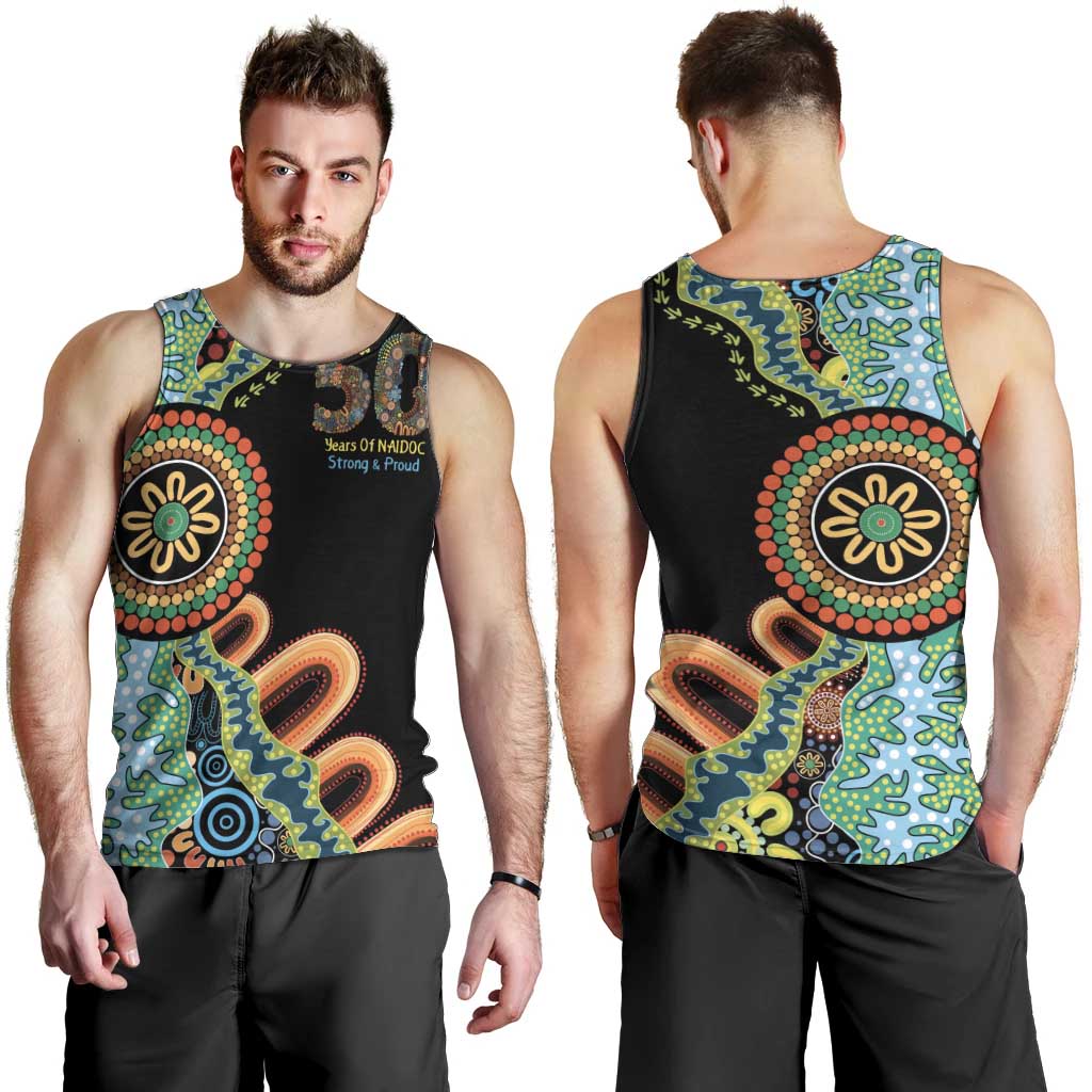 50 Years Of NAIDOC Men Tank Top Strong and Proud Aboriginal Dot Painting No3