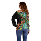 50 Years Of NAIDOC Off Shoulder Sweater Strong and Proud Aboriginal Dot Painting No3