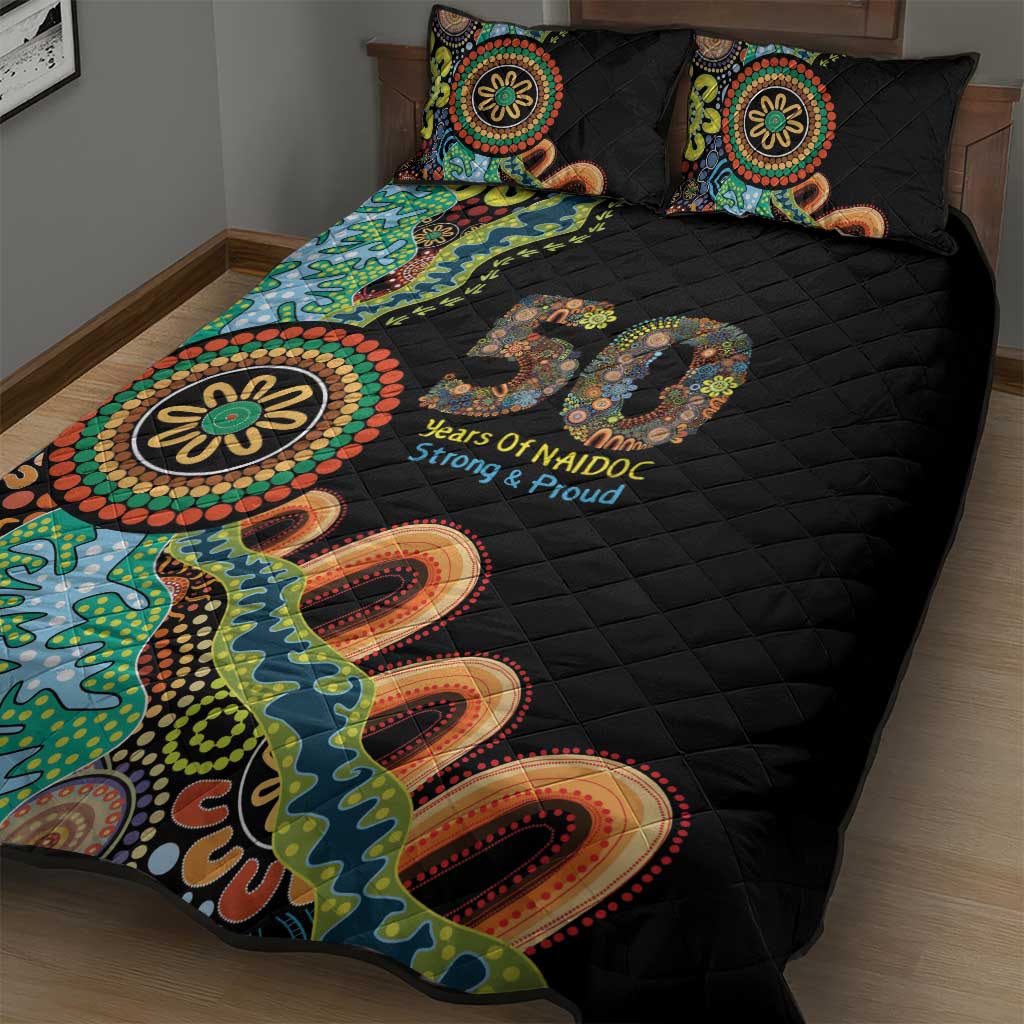 50 Years Of NAIDOC Quilt Bed Set Strong and Proud Aboriginal Dot Painting No3