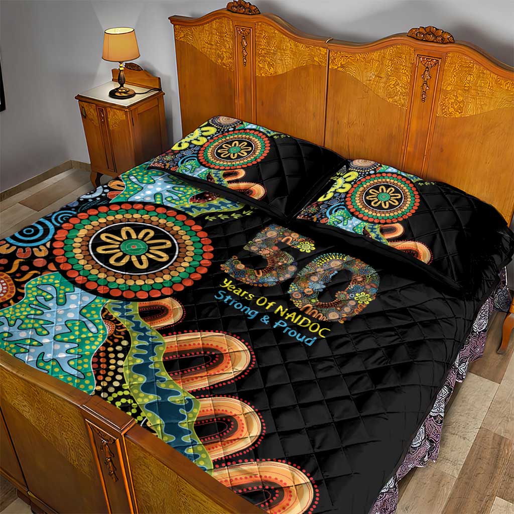 50 Years Of NAIDOC Quilt Bed Set Strong and Proud Aboriginal Dot Painting No3