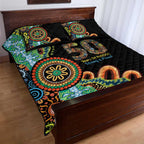 50 Years Of NAIDOC Quilt Bed Set Strong and Proud Aboriginal Dot Painting No3