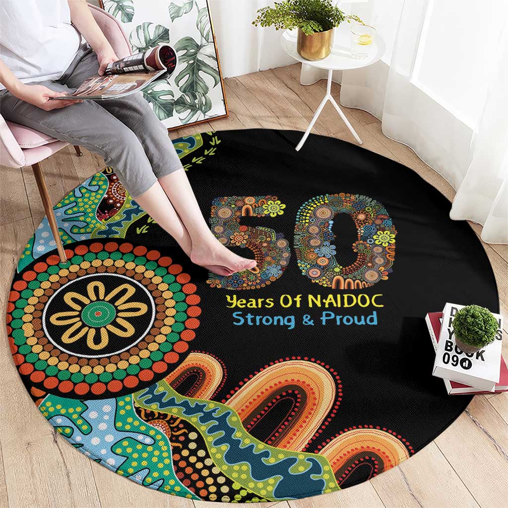 50 Years Of NAIDOC Round Carpet Strong and Proud Aboriginal Dot Painting No3