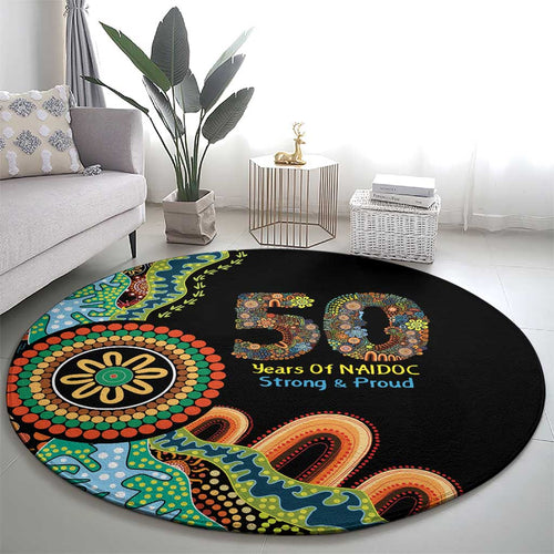 50 Years Of NAIDOC Round Carpet Strong and Proud Aboriginal Dot Painting No3