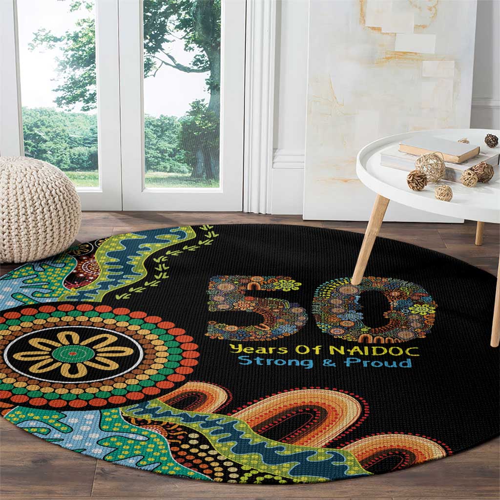 50 Years Of NAIDOC Round Carpet Strong and Proud Aboriginal Dot Painting No3