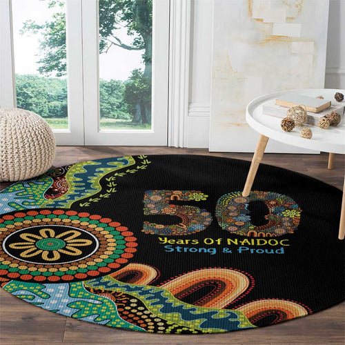 50 Years Of NAIDOC Round Carpet Strong and Proud Aboriginal Dot Painting No3