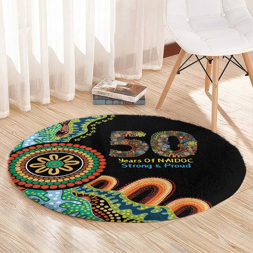 50 Years Of NAIDOC Round Carpet Strong and Proud Aboriginal Dot Painting No3
