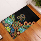 50 Years Of NAIDOC Rubber Doormat Strong and Proud Aboriginal Dot Painting No3
