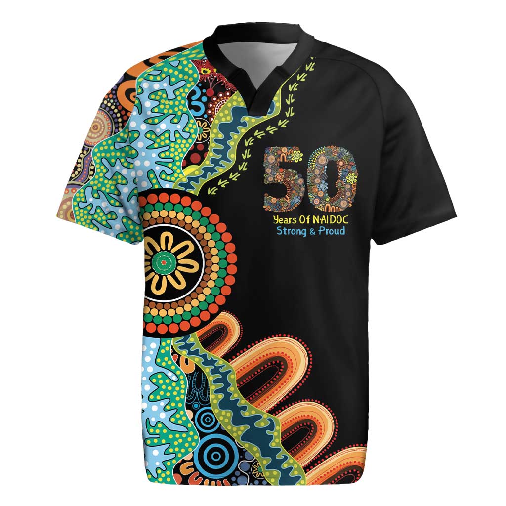 50 Years Of NAIDOC Rugby Jersey Strong and Proud Aboriginal Dot Painting No3