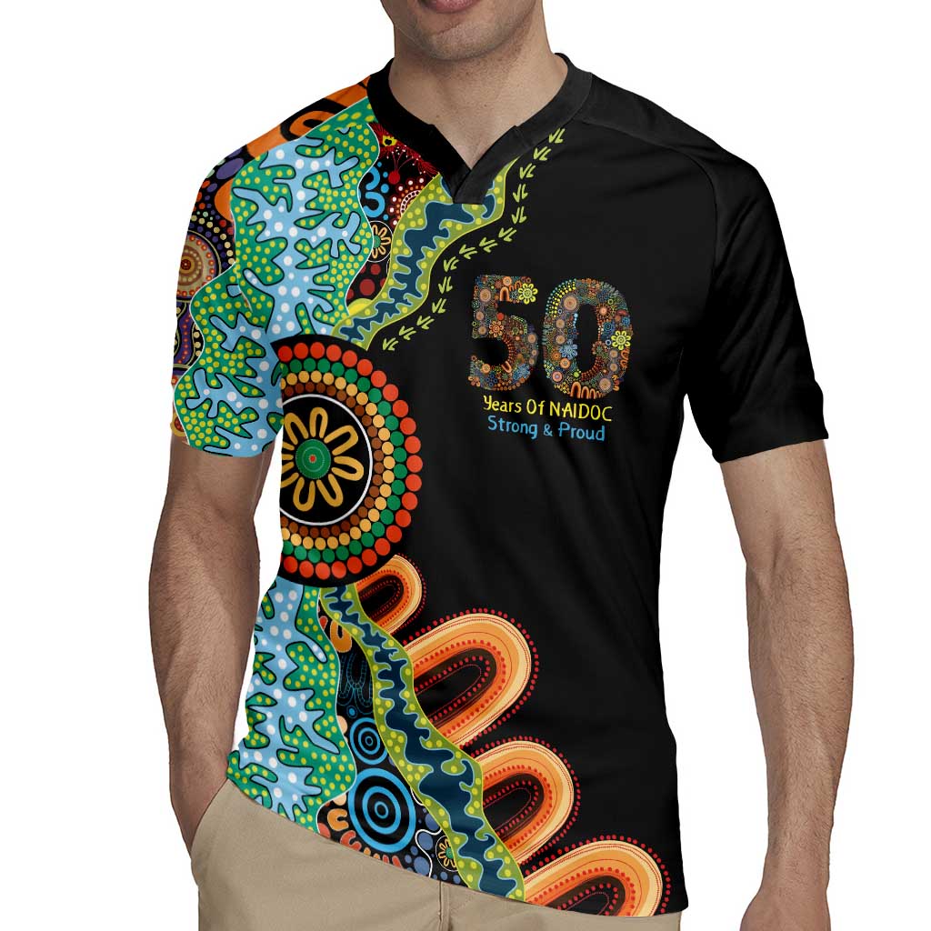 50 Years Of NAIDOC Rugby Jersey Strong and Proud Aboriginal Dot Painting No3