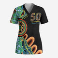 50 Years Of NAIDOC Scrub Top Strong and Proud Aboriginal Dot Painting No3 - Aussie Hoodie