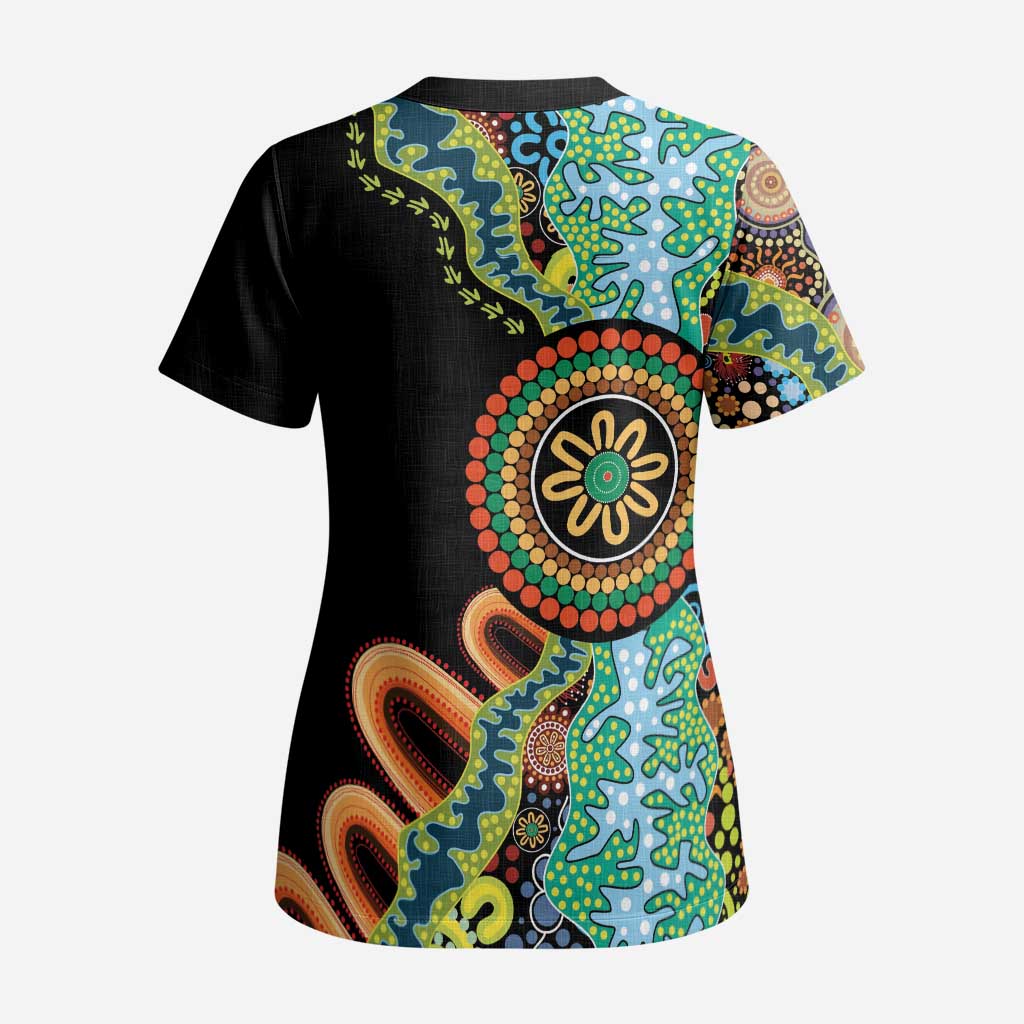 50 Years Of NAIDOC Scrub Top Strong and Proud Aboriginal Dot Painting No3 - Aussie Hoodie