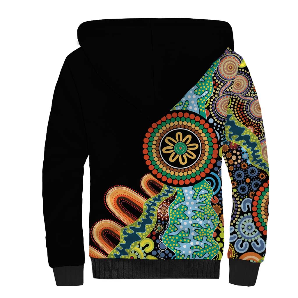 50 Years Of NAIDOC Sherpa Hoodie Strong and Proud Aboriginal Dot Painting No3