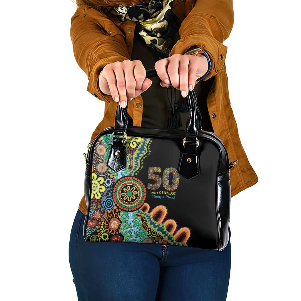 50 Years Of NAIDOC Shoulder Handbag Strong and Proud Aboriginal Dot Painting No3