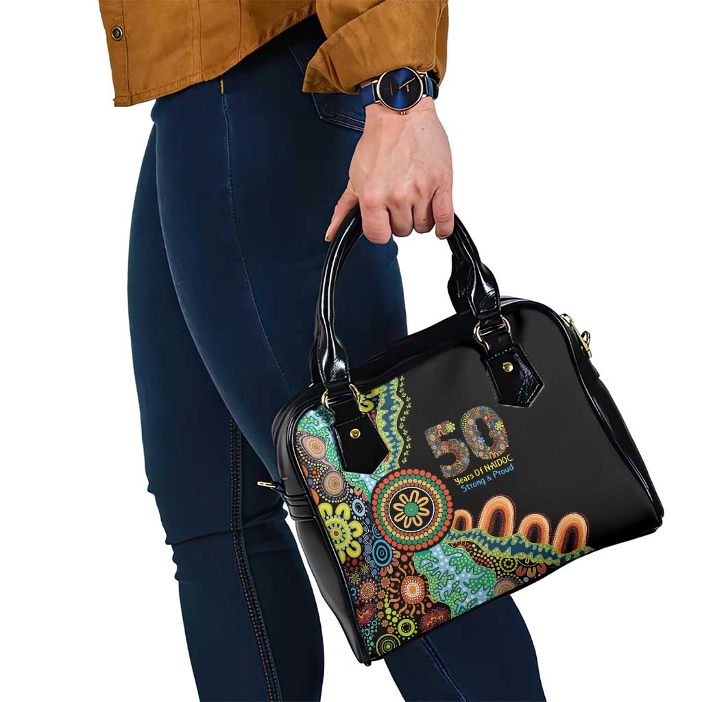 50 Years Of NAIDOC Shoulder Handbag Strong and Proud Aboriginal Dot Painting No3